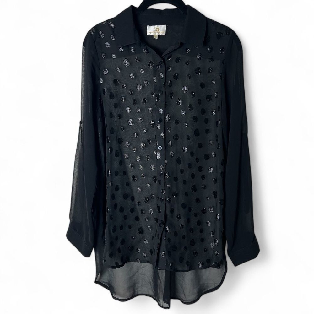 Collective Concepts - Women's Sheer Long Sleeve Button Down Blouse - Sz. S